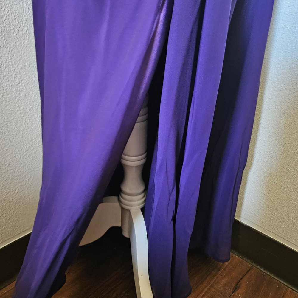 Let's Fashion Purple Embellished Ruched Formal Gown with Scarf - Picture 6 of 8